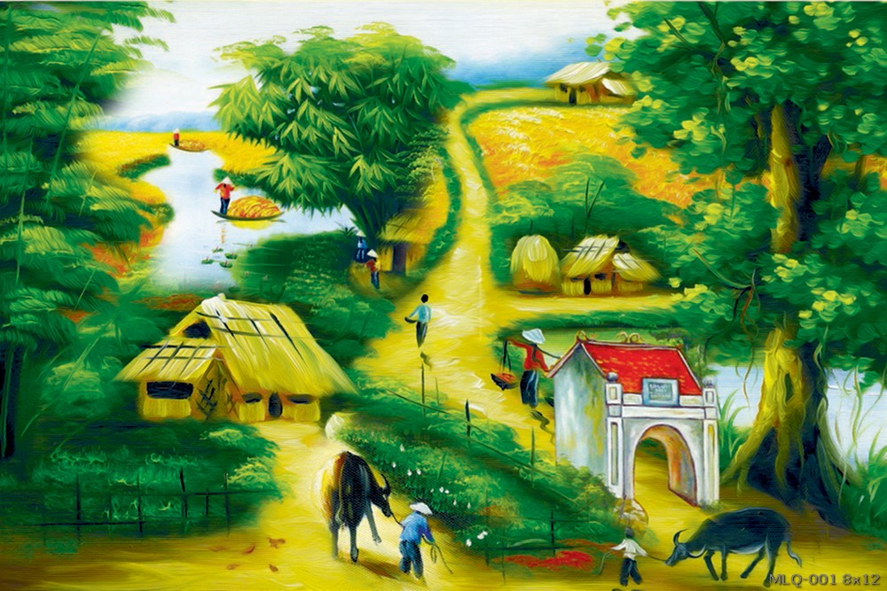 Phong cảnh làng quê - sơn dầu MLQ-001